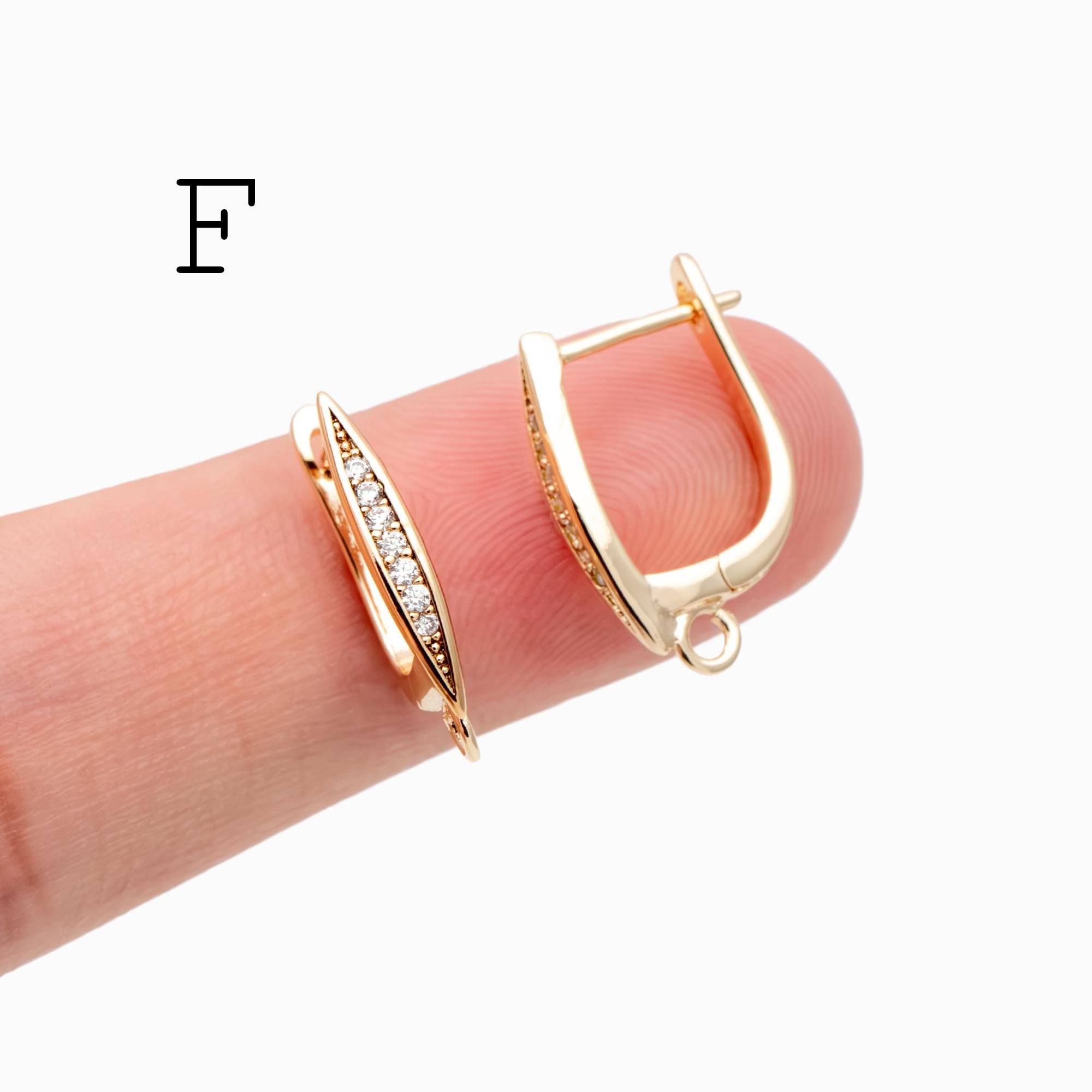 4pcs Gold Click-in Style Stud Earring, Leverback Earring with Loop, Earring Finding Wholesale (GB-3904)